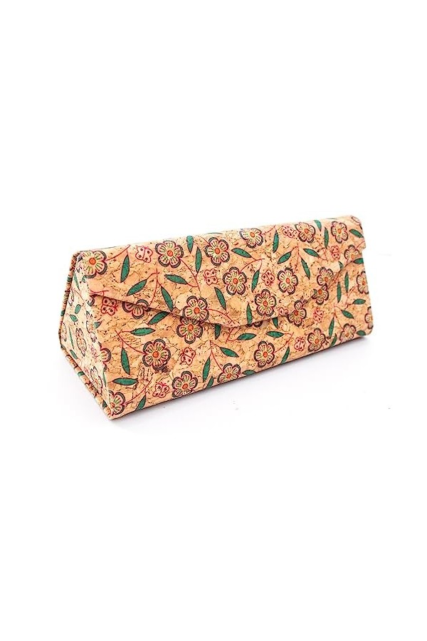 Boshiho Étui à lunettes en liège végétalien, étui à lunettes rigide pliable triangulaire pour lunettes de soleil, lunettes de