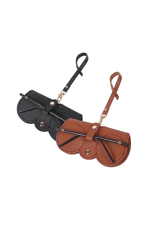 Homemari 2pcs Sac à lunettes de soleil en cuir souple, pochette pour lunettes de soleil, étui à lunettes souple pour femme, p