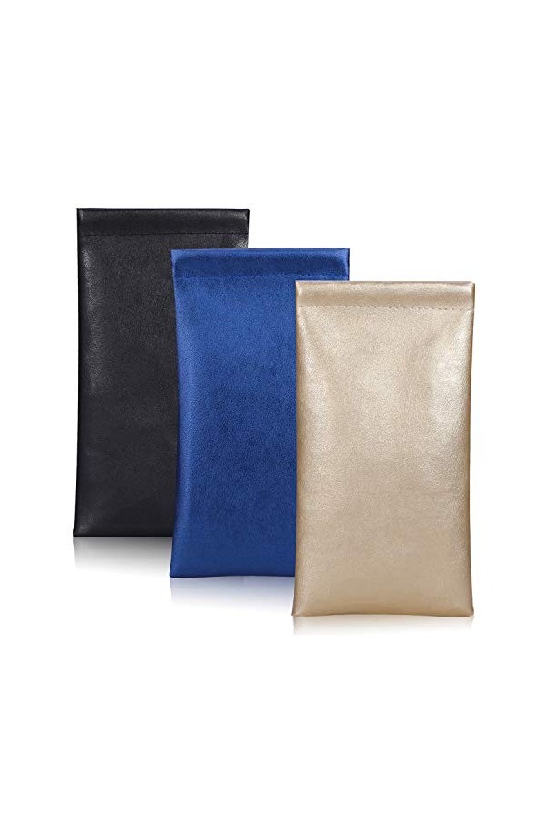 Hifot Étui Lunettes de Soleil 3 pièces, Souple PU Cuir Sac Lunettes, Boitier Lunettes Lecture pour Femme Homme Enfant