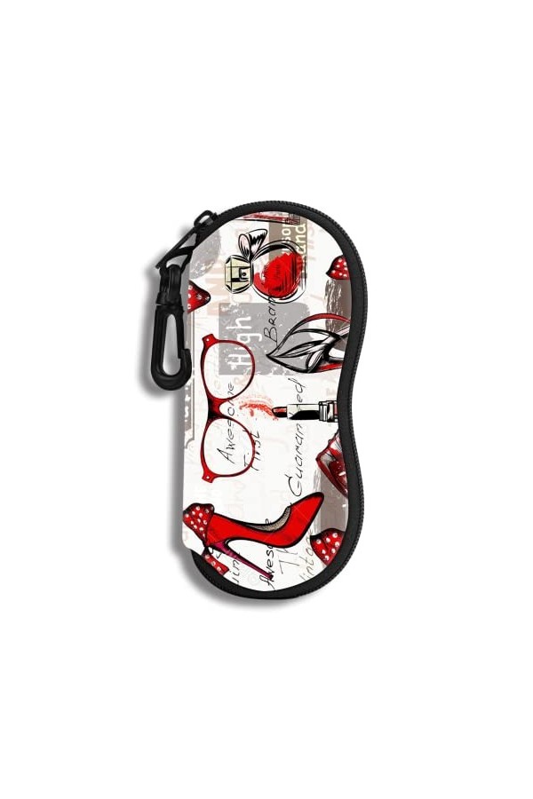 Étui à Lunettes Lunettes de Soleil Pochette Souple Avec Clip de Ceinture étui à Lunettes Ultra Léger en Néoprène à Fermeture 