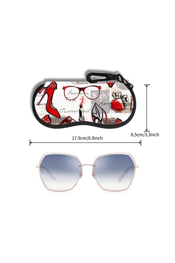 Étui à Lunettes Lunettes de Soleil Pochette Souple Avec Clip de Ceinture étui à Lunettes Ultra Léger en Néoprène à Fermeture 