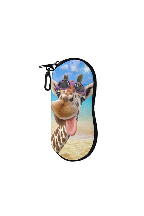 Jndtueit Étui à lunettes pour femmes et filles, pratique à transporter, Animal Girafe., taille unique