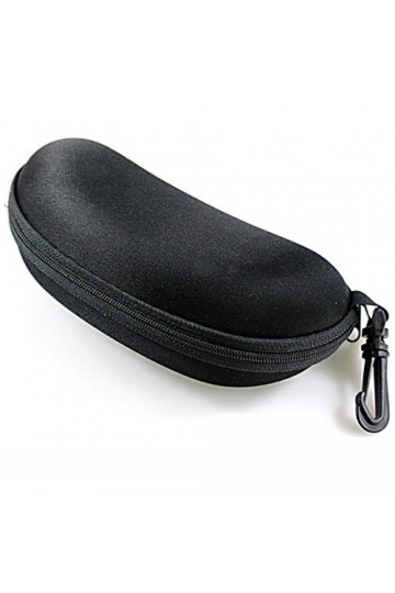 Sanwood Étui à lunettes rigide et à fermeture éclair avec crochet mousqueton Noir