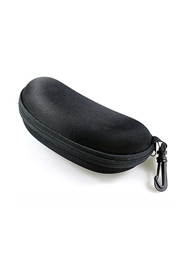 Sanwood Étui à lunettes rigide et à fermeture éclair avec crochet mousqueton Noir