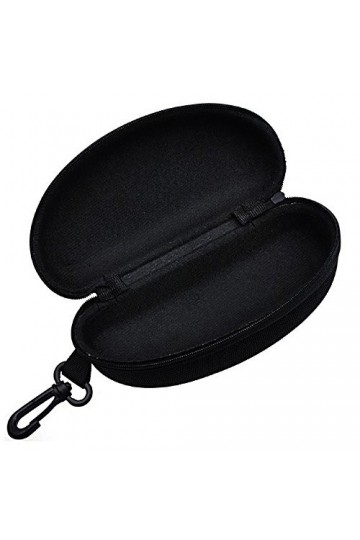 Sanwood Étui à lunettes rigide et à fermeture éclair avec crochet mousqueton Noir