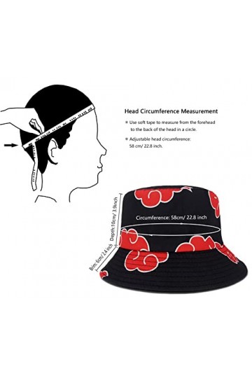 Roffatide Anime Chapeau de pêche pour Naruto Akatsuki Red Cloud Bobs réversible Double Face Porter nimporte où imprimé Chape