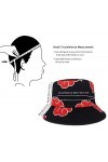 Roffatide Anime Chapeau de pêche pour Naruto Akatsuki Red Cloud Bobs réversible Double Face Porter nimporte où imprimé Chape
