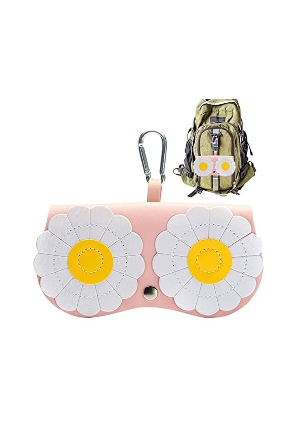 itrimaka étui à Lunettes Souple | Étui à Lunettes en Cuir avec Double Boucle de sécurité et Crochet,Sac à Lunettes Souple étu