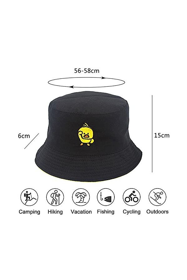 BKJJ Chapeau De Seau Double Face Chapeau de Soleil Femme Hommes Ete Unisexe Mode Bob Casual Casquettes Visières Seau Chapeaux