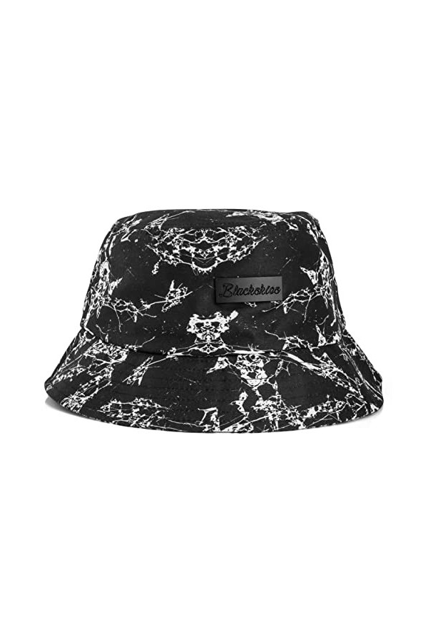 Blackskies Paradise Bucket Hat | Femmes Hommes Bob Chapeau de pêche Vacances été Soleil Motif Fleurs