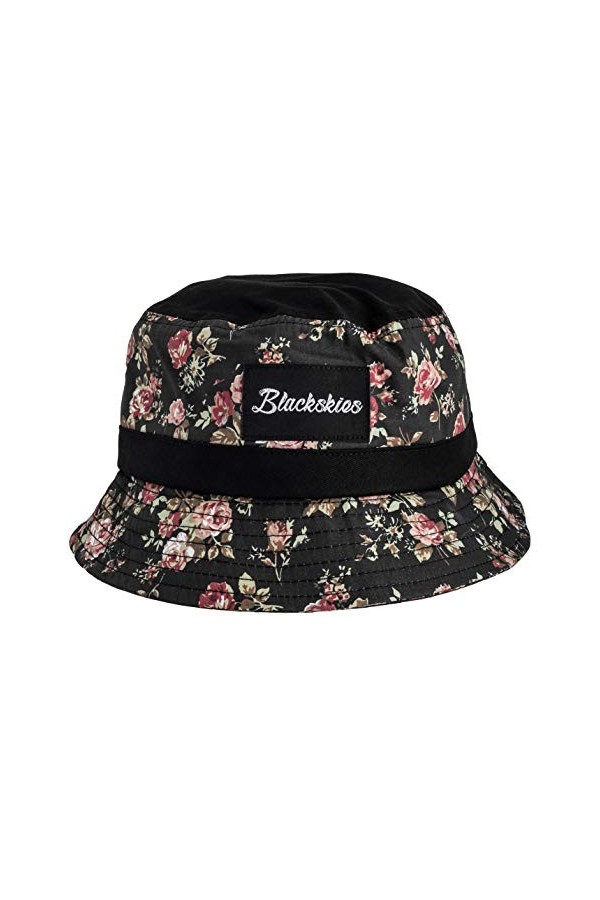 Blackskies Paradise Bucket Hat | Femmes Hommes Bob Chapeau de pêche Vacances été Soleil Motif Fleurs