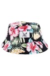 Blackskies Paradise Bucket Hat | Femmes Hommes Bob Chapeau de pêche Vacances été Soleil Motif Fleurs