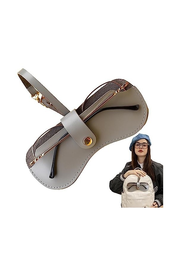 ZONEWD Étui à lunettes mince - Sac à lunettes tendance | Pochette pour soleil portable, porte-lunettes en cuir PU, sac à lune