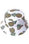 Femmes Bobs Fruit Imprimé Réversible Seau Chapeau Hommes Soleil Pêcheur Dehors Casquette Banane-Blanc 