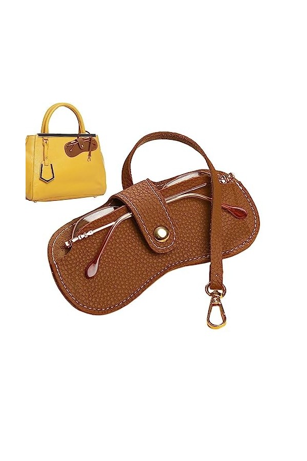 ereqeip Sac à lunettes de soleil en cuir - Pochette pour lunettes Pochette pour lunettes - Lunettes de soleil étui souple lun