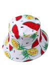 Femmes Bobs Fruit Imprimé Réversible Seau Chapeau Hommes Soleil Pêcheur Dehors Casquette Banane-Blanc 