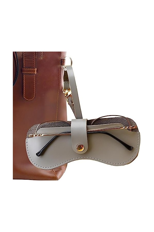 Tacery Pochette à lunettes - Porte-étui à lunettes,Pochette portable mince pour lunettes de soleil avec bracelet en cuir PU s