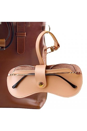 hanwen Étui à lunettes mince - Sac à lunettes tendance | Pochette portable mince pour soleil avec bracelet en cuir PU souple 