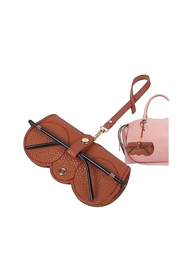 Storaffy Etui lunettes souple,Sac lunettes soleil PU cuir 1/2pcs,Étui lunettes portables crochet,Étui à lunettes Organiseur l