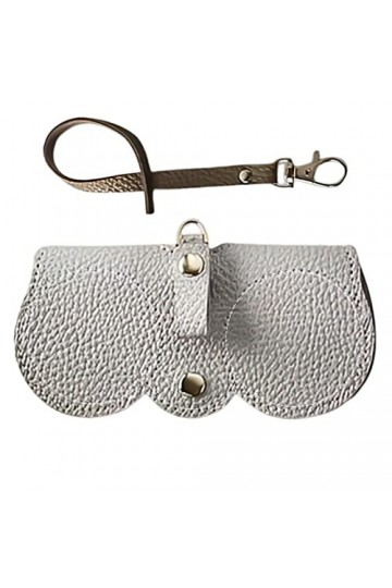 MFJS Étui à Lunettes en Cuir,Boîte à Lunettes en Cuir PU avec Bouton en métal - Sac à Lunettes léger et Souple pour lété, Po