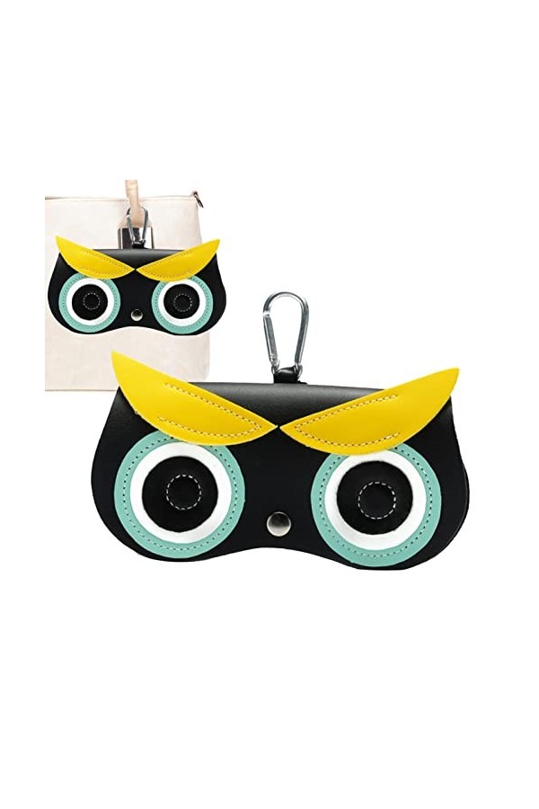 PW TOOLS Pochette à Lunettes de Dessin animé, étui à Lunettes en Cuir PU, Sac à Lunettes Portable à Suspendre pour Lunettes d