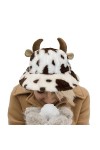 Ohicki Chapeau bob Vache | Vache en Peluche avec Jolies Oreilles en Corne,Bonnet pêcheur en Peluche Moelleux dhiver Chaud en