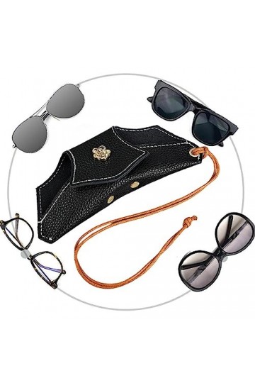 PUCHEN Pochette à Lunettes Portable | Étui à Lunettes, étui à Soleil avec dragonne | Porte-Lunettes en Cuir Souple pour Voyag