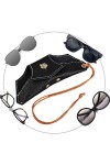 PUCHEN Pochette à Lunettes Portable | Étui à Lunettes, étui à Soleil avec dragonne | Porte-Lunettes en Cuir Souple pour Voyag