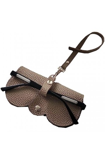 Sac à lunettes de soleil en cuir - Étui à lunettes portable et fin - Kaki, kaki