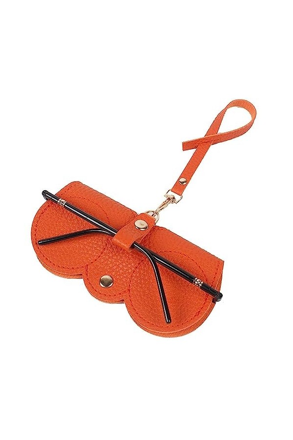 Sac à lunettes de soleil en cuir - Étui à lunettes portable et fin - Orange, Orange