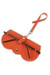 Sac à lunettes de soleil en cuir - Étui à lunettes portable et fin - Orange, Orange