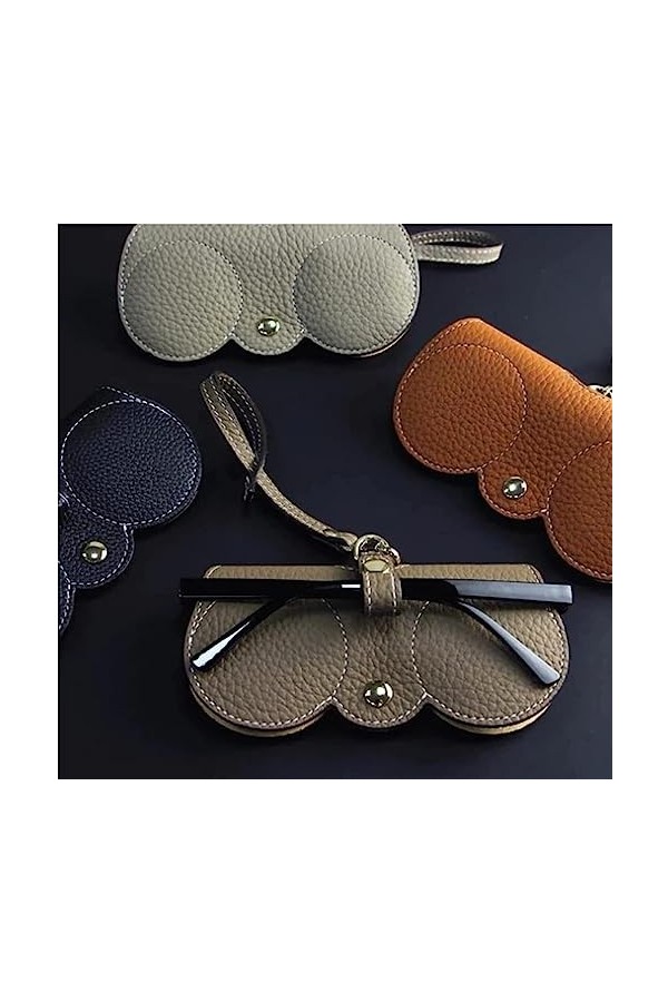 Sac à lunettes de soleil en cuir - Étui à lunettes portable et fin - Orange, Orange