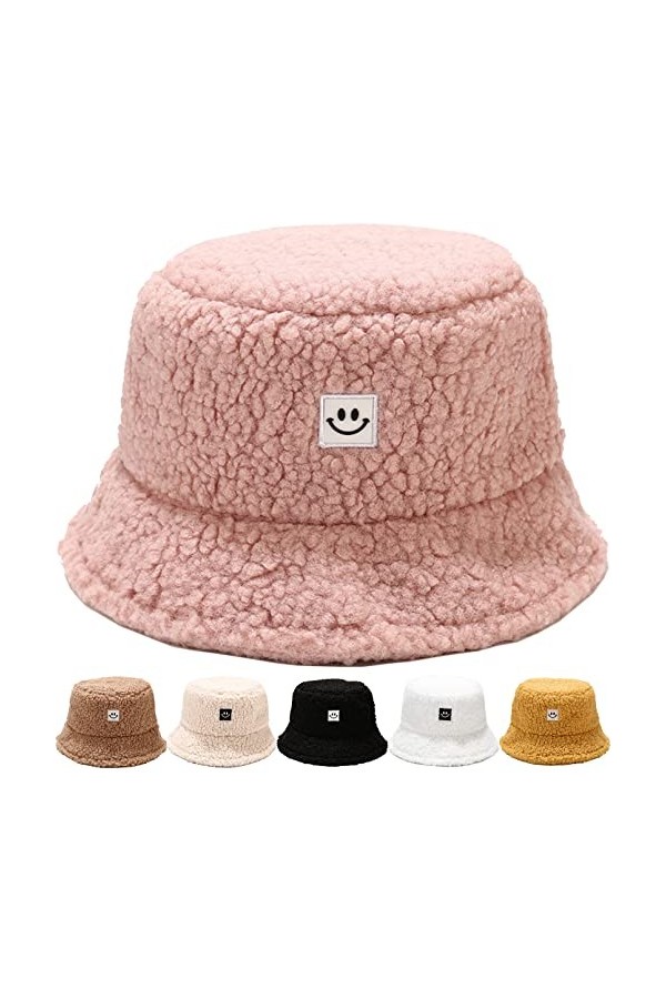 DURINM Bob Chapeau de Pêcheur en Peluche Femme Chapeau Hiver Chaud Chapeaux de Seau en Fausse Fourrure Hiver Bob Chapeau Femm