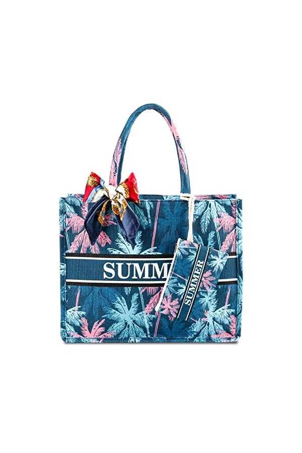 Sterneer Sac De Plage Femme Grand, Sacs Fourre-tout En Toile Dété, Sac De Plage De Natation Imperméable, Avec écharpe en Soi