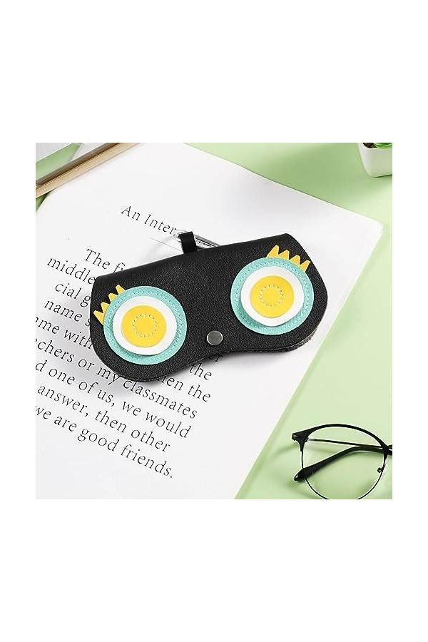 pulunto Sac à lunettes portable à suspendre en cuir PU avec motif dessin animé mignon pour lunettes de soleil, fleurs roses, 