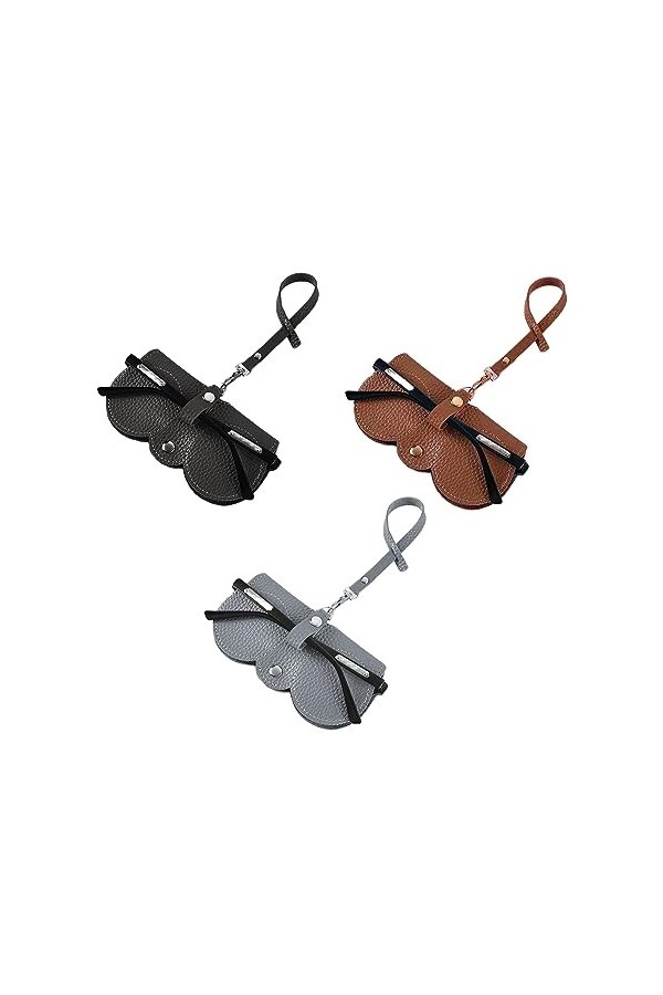 ATBUSS Lot de 3 pochettes de protection en cuir souple pour lunettes de soleil, lunettes de myopie, lunettes de lecture noir