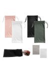 TAFACE 4 sacs de rangement pour lunettes avec 2 morceaux de tissu pour lunettes, sac en tissu à cordon de couleur unie, sac p