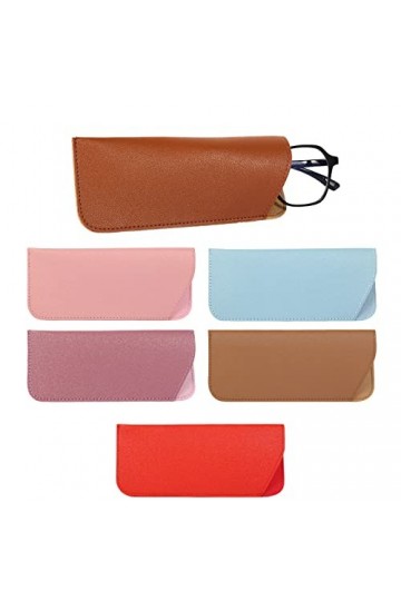 KINBOM Étui à Lunettes Souple 17,5x7,5cm, 6pcs Étui à Lunettes en Cuir, Portable Étui à Lunettes de Soleil Souple Pochette en