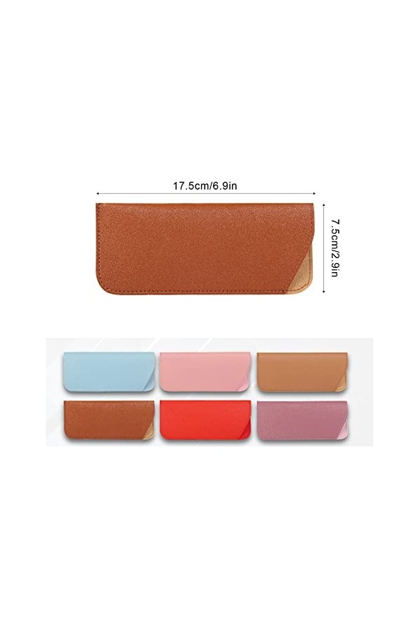 KINBOM Étui à Lunettes Souple 17,5x7,5cm, 6pcs Étui à Lunettes en Cuir, Portable Étui à Lunettes de Soleil Souple Pochette en
