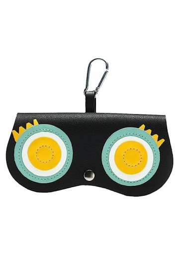 Boîte à lunettes de soleil portable en cuir PU pour femme avec motif dessin animé, Black Eye, taille unique