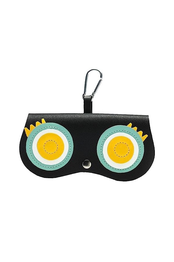 Boîte à lunettes de soleil portable en cuir PU pour femme avec motif dessin animé, Black Eye, taille unique