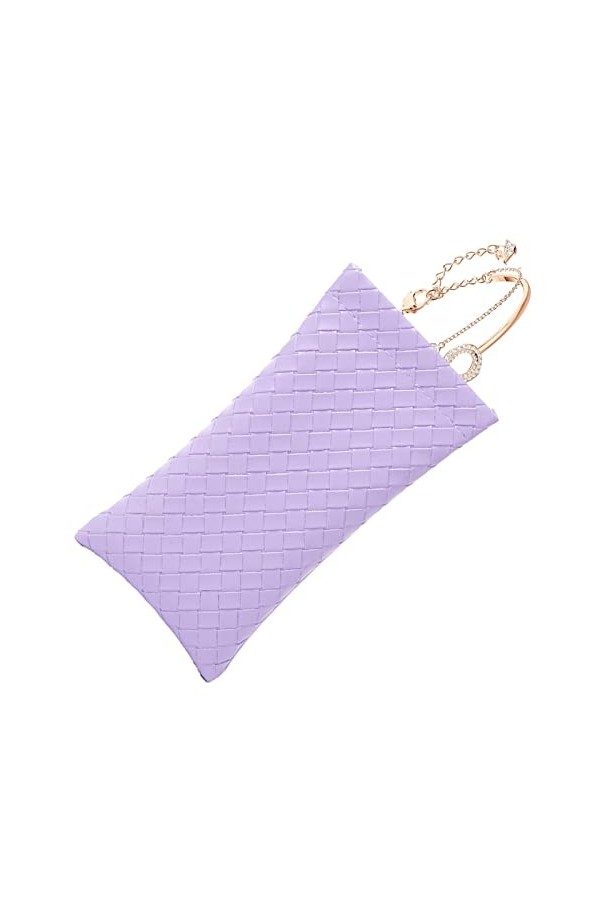 FASSME Sac à soleil | Étui à lunettes en cuir synthétique doux tissé – Pochette rangement portable pour soleil pour femme