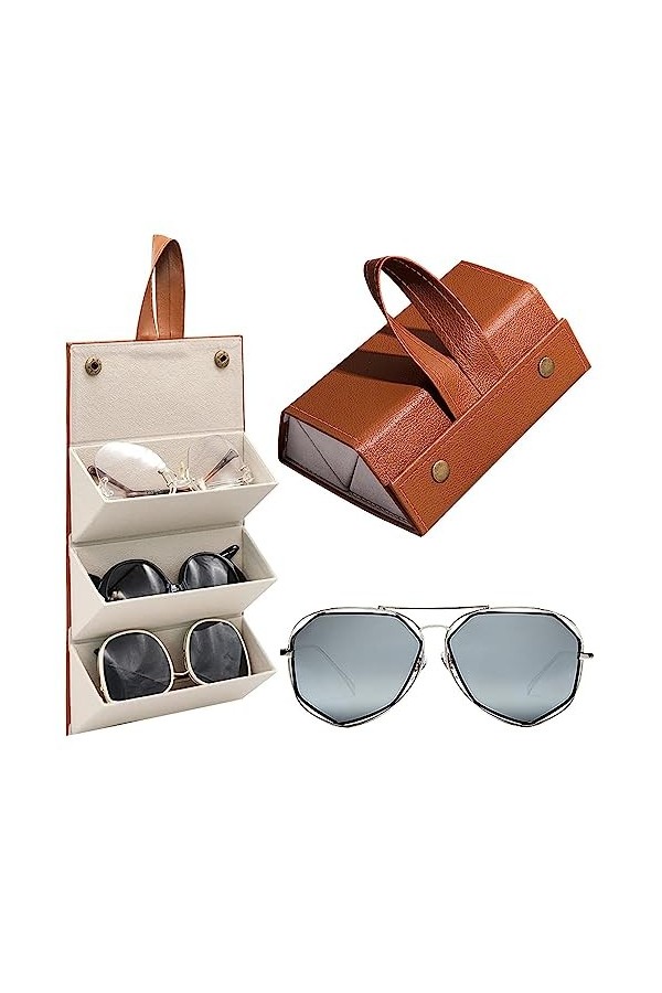 Moonyan Étui à voyage - Organisateur soleil pliable portable en cuir PU - Boîte rangement portable pour lunettes, organisateu