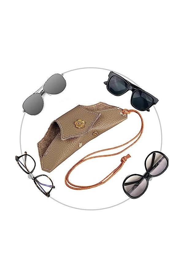 Zceplem Étui à lunettes souple - Étui à soleil avec dragonne - Porte-lunettes en cuir souple pour les voyages, a, 1
