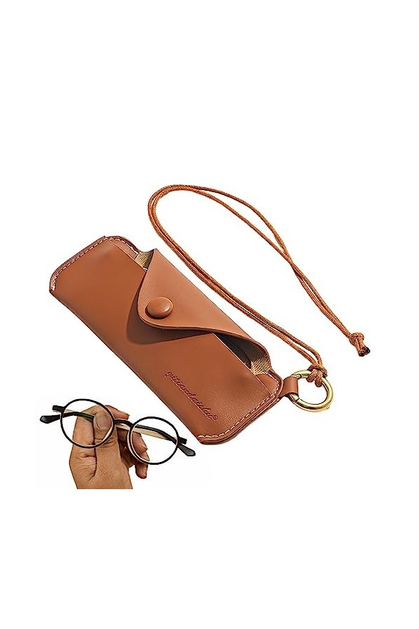 Jomewory LunetteSoleil Mo- Pochette Portable Pour LunetteSoleil Avec Dragonne - Sac LunetteSoleil Mince Portatif En Cuir Poch