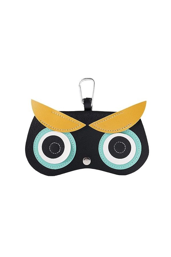 LIUZHIPENG Étui à lunettes en cuir souple avec crochet pour lunettes de soleil Motif animal de dessin animé, chouette, taille