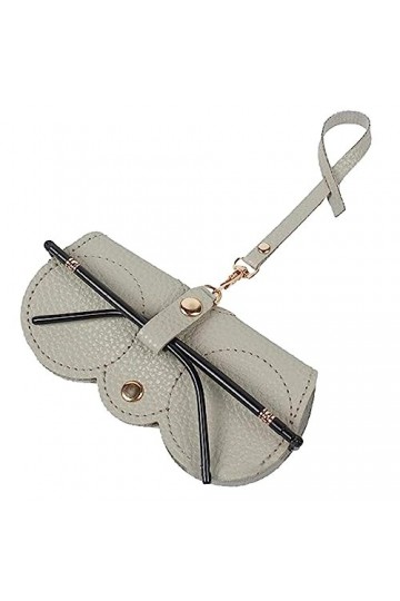 WOLWES Sac de lunettes de soleil en cuir souple avec bouton en métal, étui de protection portable avec crochet, étui de lunet