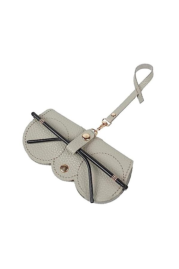 WOLWES Sac de lunettes de soleil en cuir souple avec bouton en métal, étui de protection portable avec crochet, étui de lunet