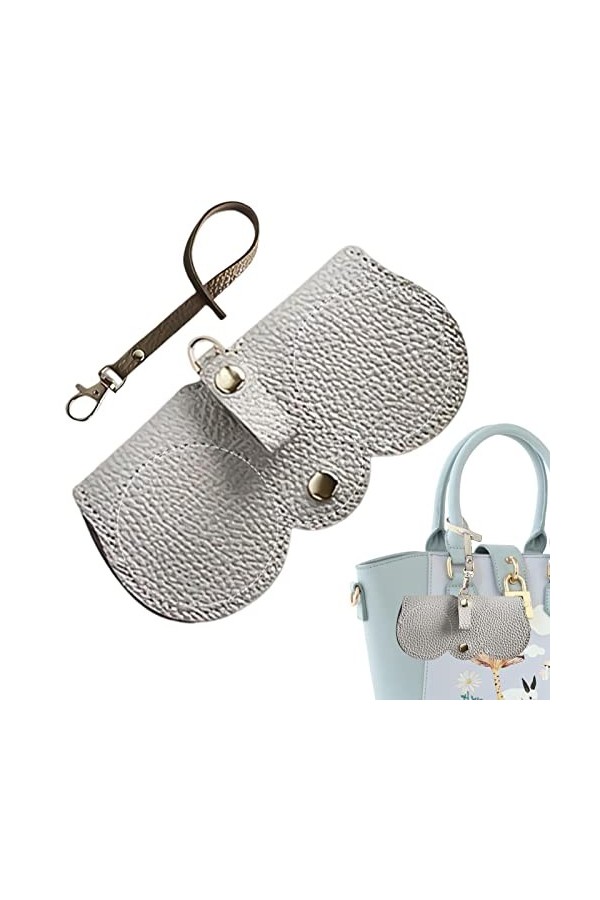WOLWES Étui à lunettes en cuir souple avec bouton en métal, protection portable avec crochet, étui à lunettes dété pour voya