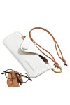 Pacienjo Sac à lunettes - Porte-étui en cuir PU avec dragonne | Portable mince en cuir PU étui à lunettes support mosoleil ét